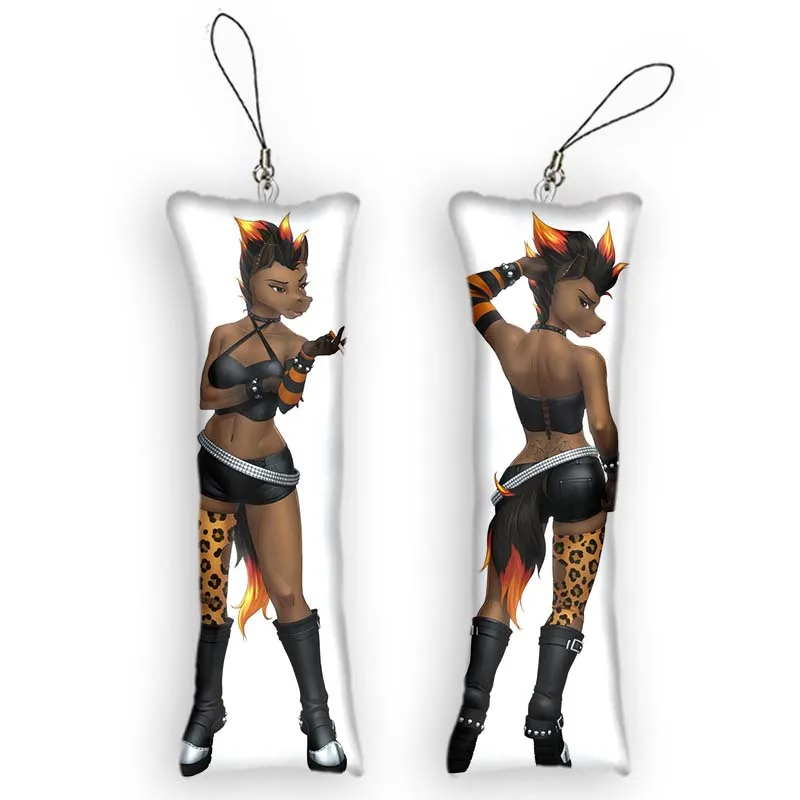 Animal Leopard Cos Keychain Mini Furry Dakimakura Pendant Double-Sided Print Hanging Ornament Cute Small Body Pillow Pendants