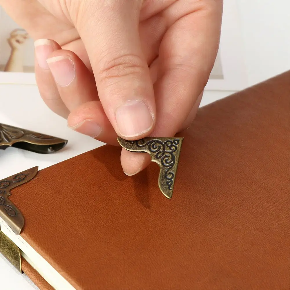 4 pezzi di decorazione per menu di libri retrò, protezione per angoli di libri, angoli metallici, album fotografici, accessori per album