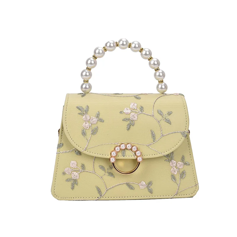 2024 New Lace Embroidery Shoulder Bag for Women with Chain Pearl Crossbody Bag Chinese Style Handbag bolsos para mujer purse sac