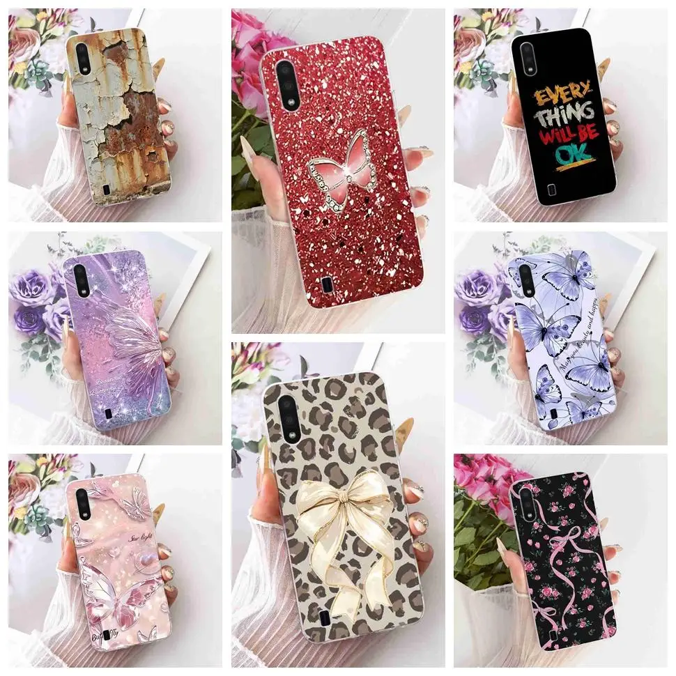 For Samsung Galaxy A01 A015F Case New Style Butterfly Silicone TPU Clear Cover For Samsung A01 A015G A015M Phone Cases Fundas
