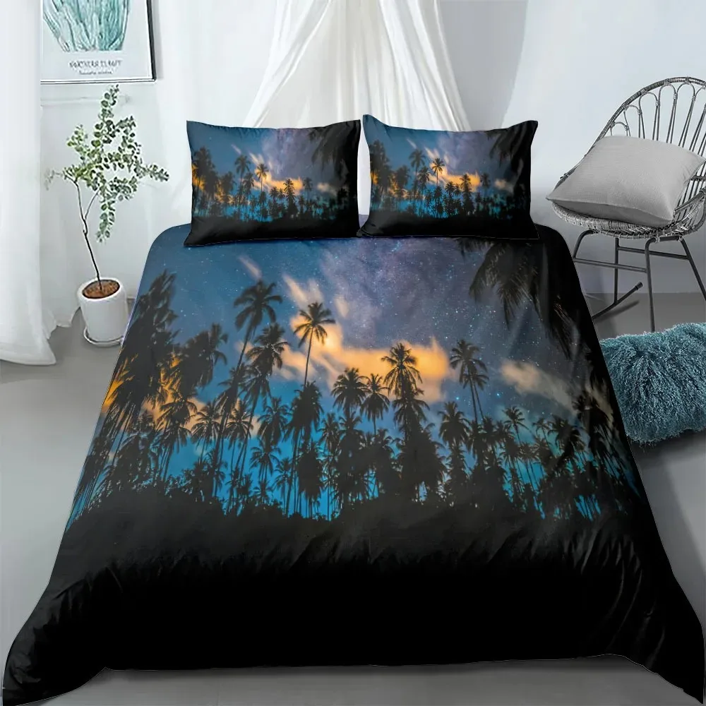 

Summer Palm Trees Bedding Set King Queen Double Full Twin Single Size Duvet Cover Pillow Case Bed Linen Set