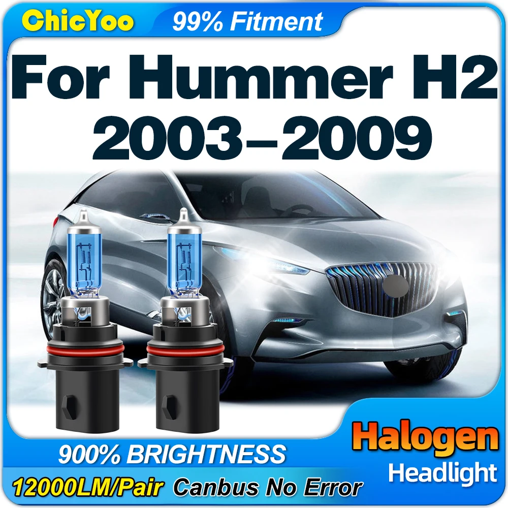 

100W Super White Auto Halogen Lamp 12000LM 9007 HB5 Car Headlight 12V 6000K For Hummer H2 2003 2004 2005 2006 2007 2008 2009