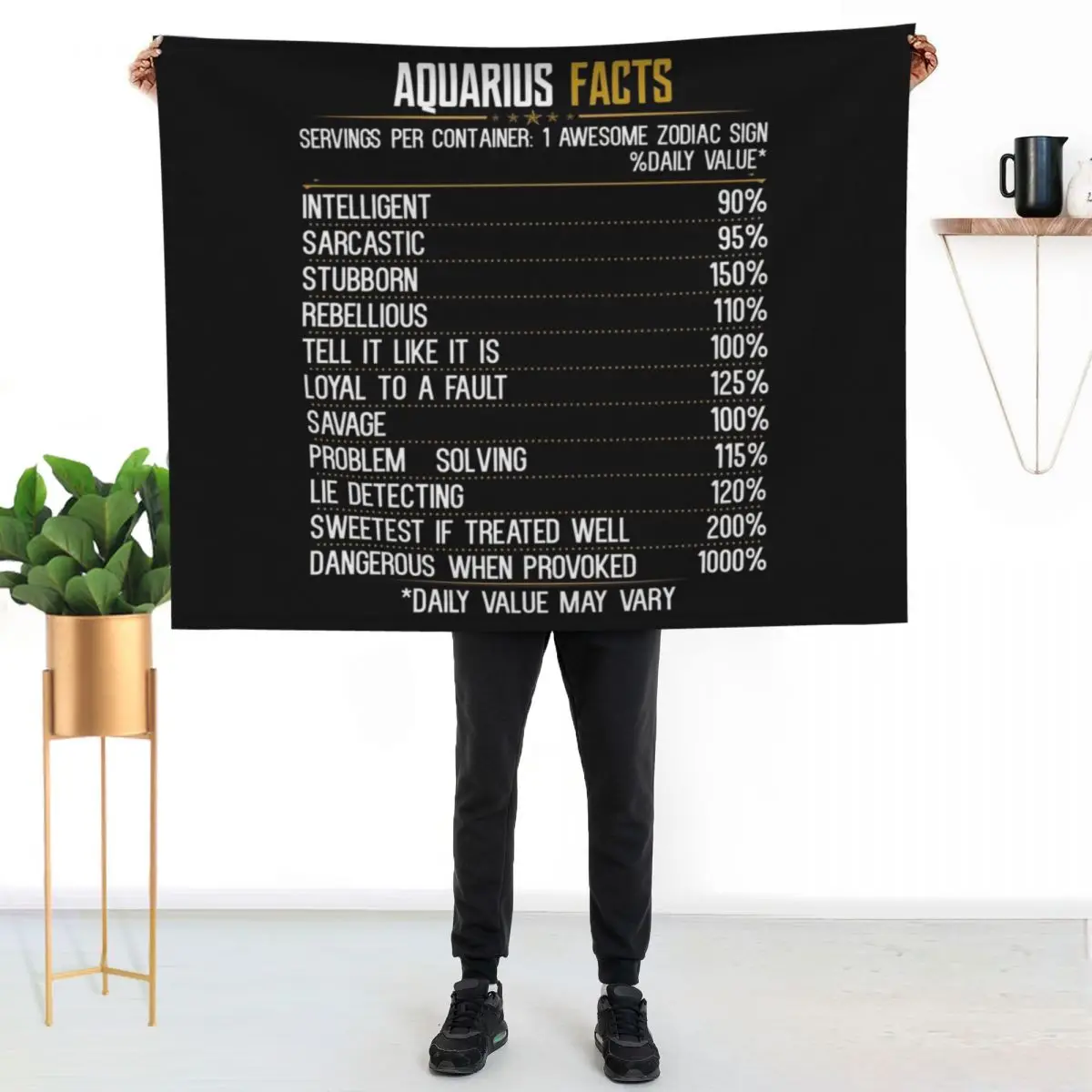 Aquarius Facts Zodiac Birthday Funny Aquarius Facts Throw Blanket Men's Soft Warm Throw Blanket for Couch