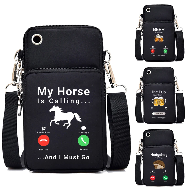 Horsing Mobile Phone Bag Women Horse Lovers Anime Shoulder Bags My Horse Is Calling...and I Must Go Funny Woman Purses Handbags