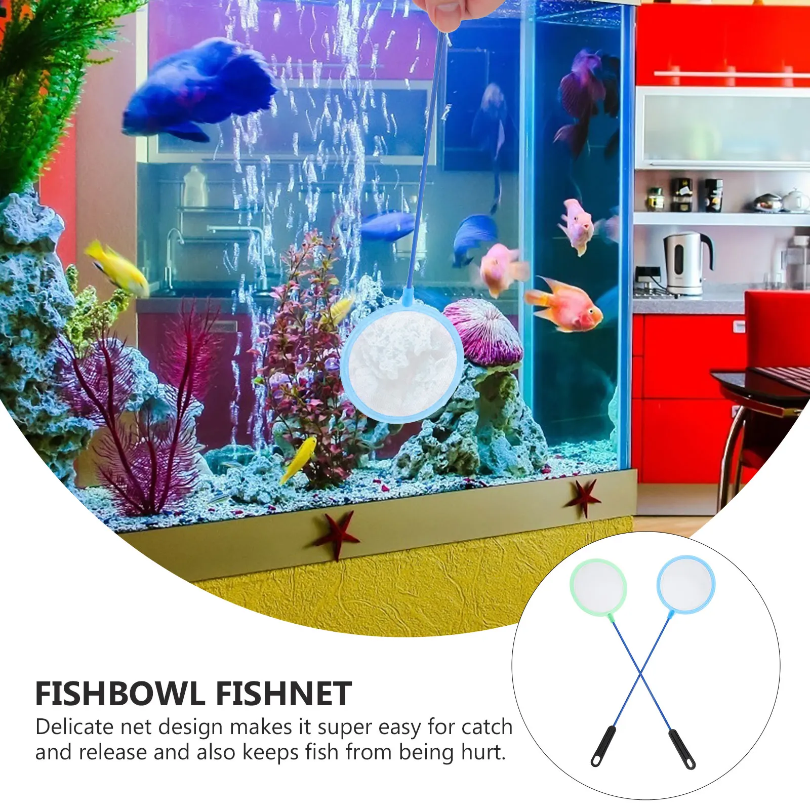 

10pcs Fish For Aquarium Portable Lightweight Fishing Net Durable Handle Delicate Mesh Design Fish Tank Cleaning Tool Scoop Net