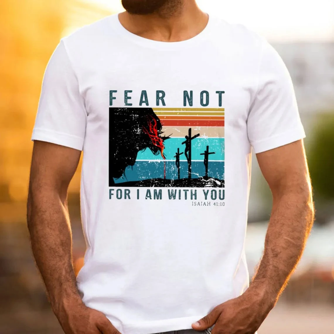 

Футболка Fear Not for I Am with You, мужские и женские хлопковые футболки с короткими рукавами, топы в стиле ретро в стиле хип-хоп, летняя блузка, мужская одежда