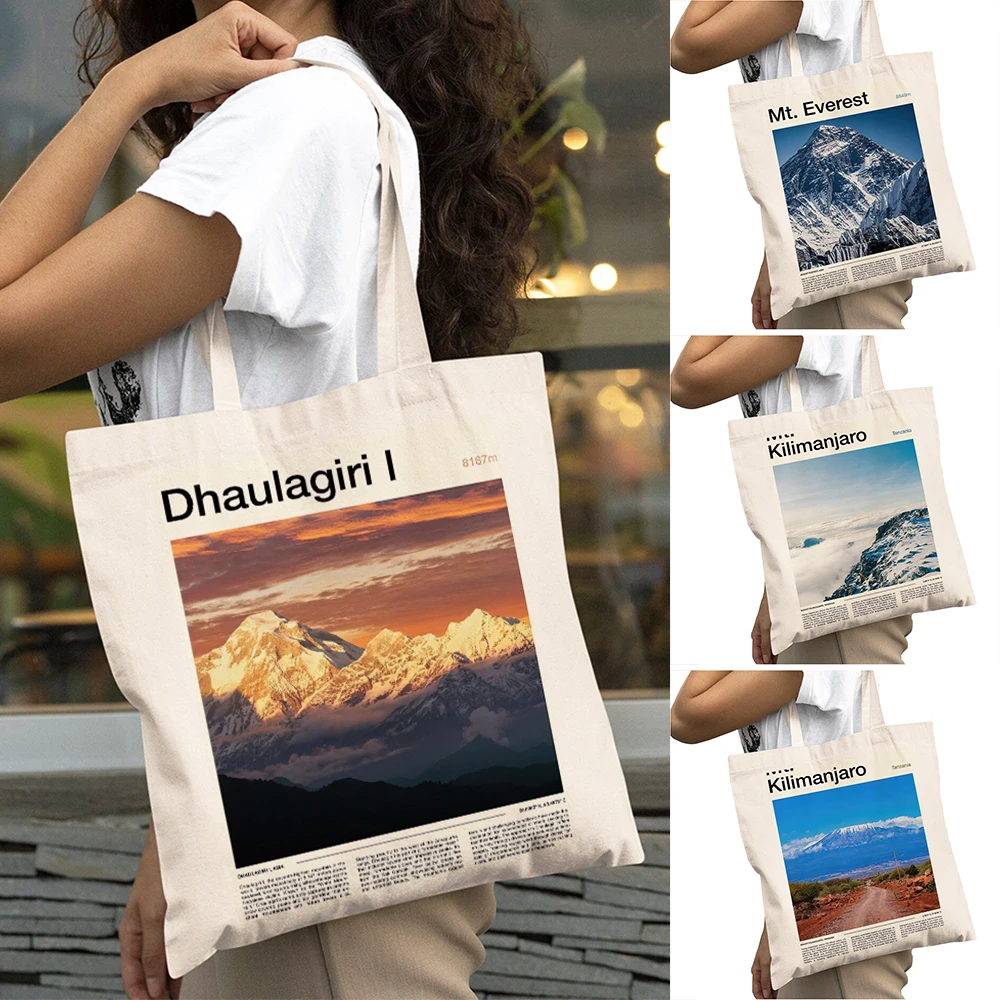 

Famous Mountains Range Mount Kilimanjaro Women Big Shopper Bag Mount Everest K2 Lady Shopping Bags Girl Shoulder Tote Handbag