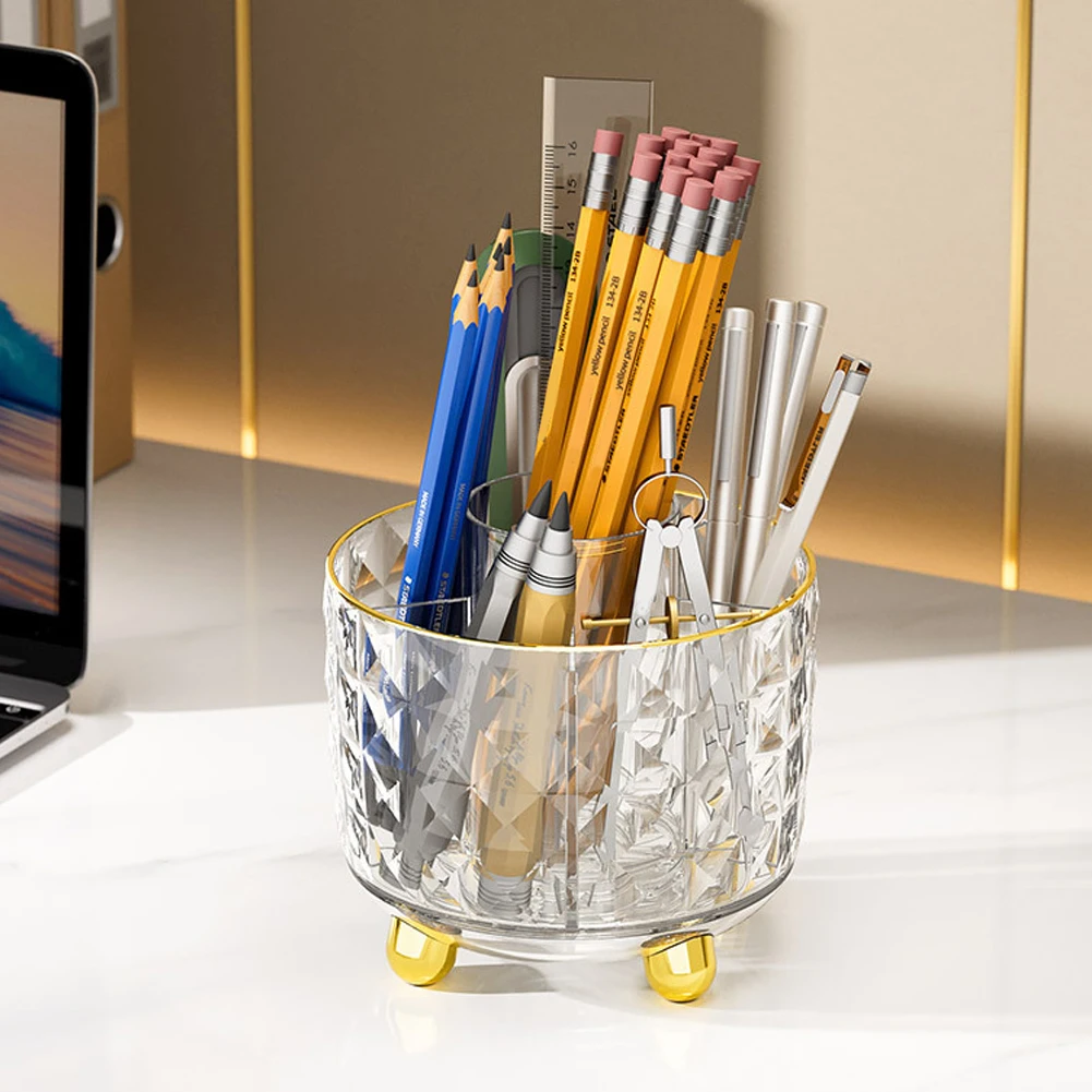 360 도 회전 어린이 학생 사무실 액세서리, 책상 문구 펜꽂이, 데스크탑 보관 메이크업 브러쉬 아트, 5 슬롯