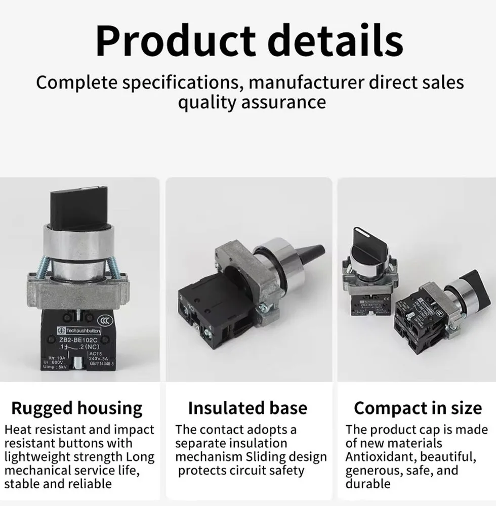 22mm XB2-BD21 BD23 BD25 BD33 BD45 BD53 1NO/2NO/1NO1NC 2/3 pozycję samozamykające/samodzielnego resetowania przełącznik pokrętło przełącznika