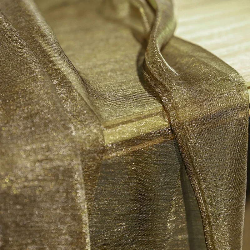 Micro Shiny Chiffon Mesh Fabric Semi-Transparent Soft Gauze Wedding Dress Shirts Clothing DIY Glitter Wrinkled Sheer Fabric view 2