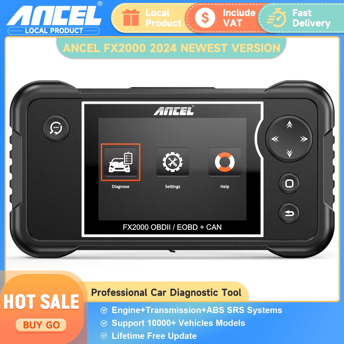 Ancel fx2000 diagnose scanner 4 system auto abs srs motor getriebe scan tool profession eller