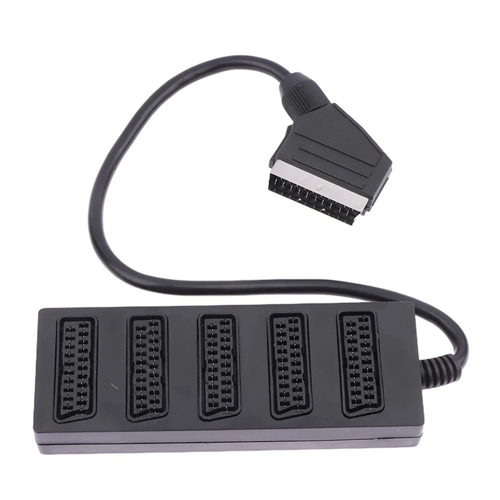 A80I21Pin Scart 5 Way Splitter 21p Scart Male to 5 Female Adapter Connector 5 Road Scart One Divide Into Five Cable Line