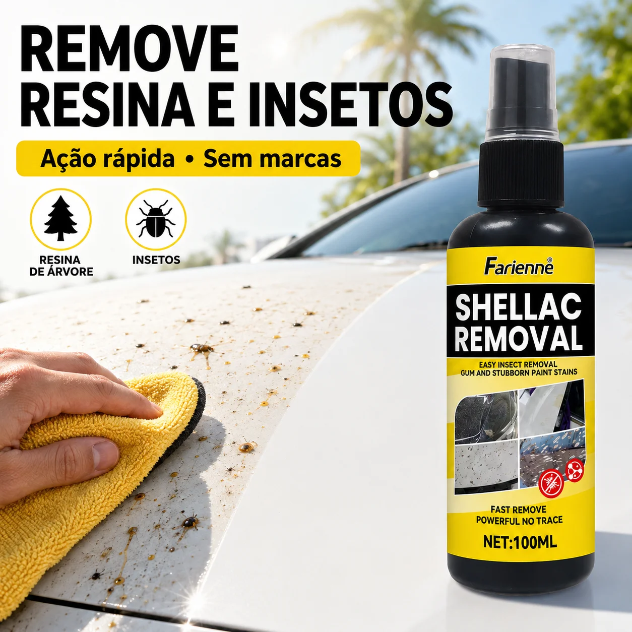 Image of Auto-Insektenharz-Entferner 100ml Sanfter Lackreiniger Entfernt Baumsirup Vogelkot Anti-Korrosions-Autopflegeflüssigkeit