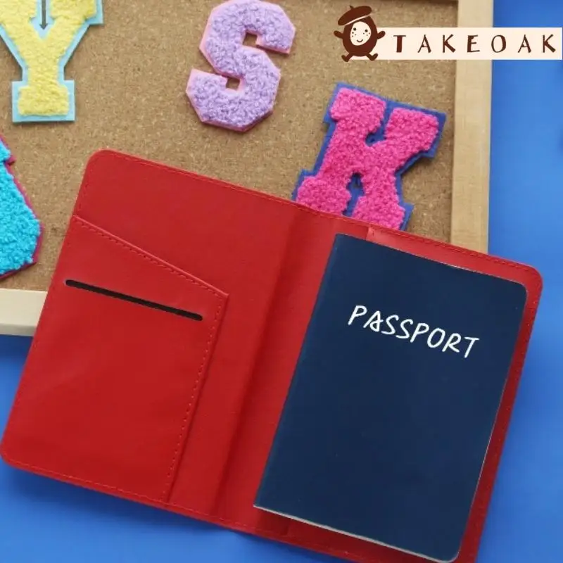 Customized Passport Holder Personalized Chenille Alphabet Passport Cover Cute Checkered Travel Storage Card Bag Holiday Gifts