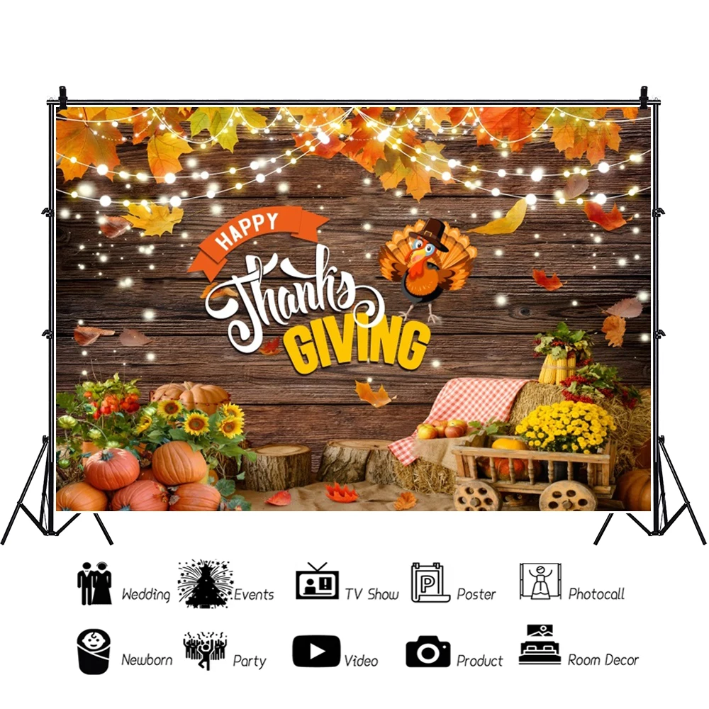 Autumn Farm Harvest Photography Backdrop Cowboy Haystack Pumpkin Birthday Family Party Decor Background for Studio Photo Props