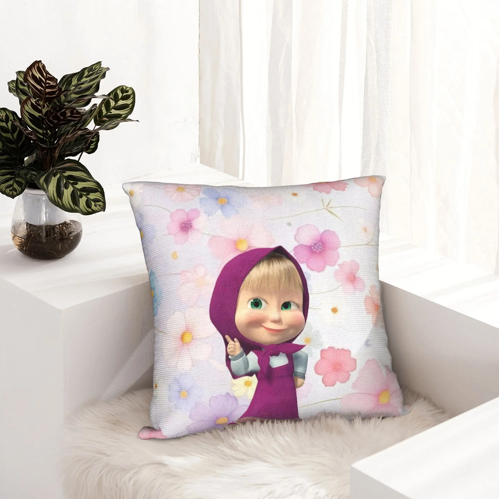Cute Cartoon M-Masha and Bear Pillowcase Soft Fabric Cushion Cover Decorations  Throw Pillow Case Cover Chair Dropshipping 18''