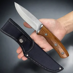 Full Tang Outdoor Survival Knife, lâmina de aço inoxidável, grossa, alta dureza, sândalo vermelho, punho largo, Camping, 5Cr13Mov 10 principais vendas faca de mato grande - №9