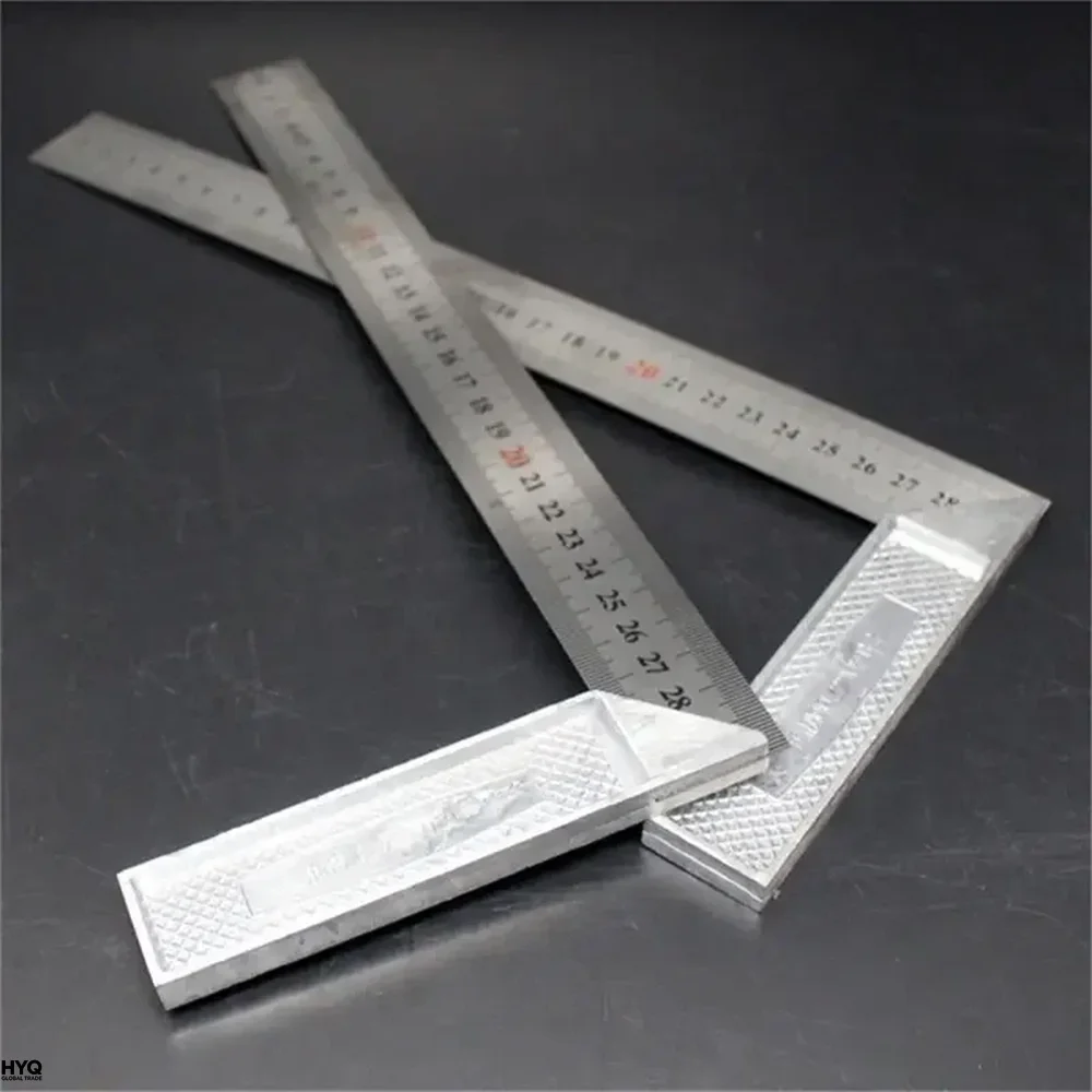 300mm Precision Carpenter Square | Aluminum Handle Stainless Steel Right Angle Ruler, Measuring Tool