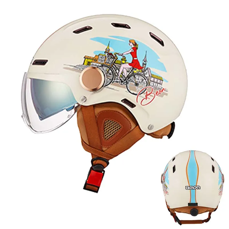 

BEON электрический мужской мотоциклетный шлем с двойными линзами женские регулируемые аксессуары для мотокросса шлемы для скутера цветные встроенные линзы