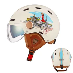 BEON Electric Mens' Motorcycle Helmet Double Lens Women Resizable Motocross Accessories Scooter helmets Colorful Built-in lens