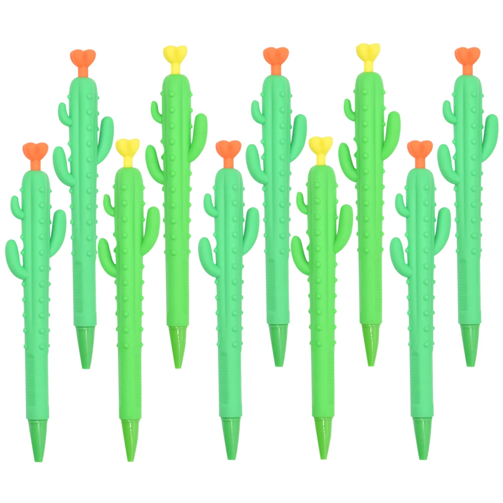 

10 Pcs Cactus Mechanical Pencil 0 5mm Automatic Plastic Student Stationery Cartoon Soft Gel Push Kids Writing Drawing
