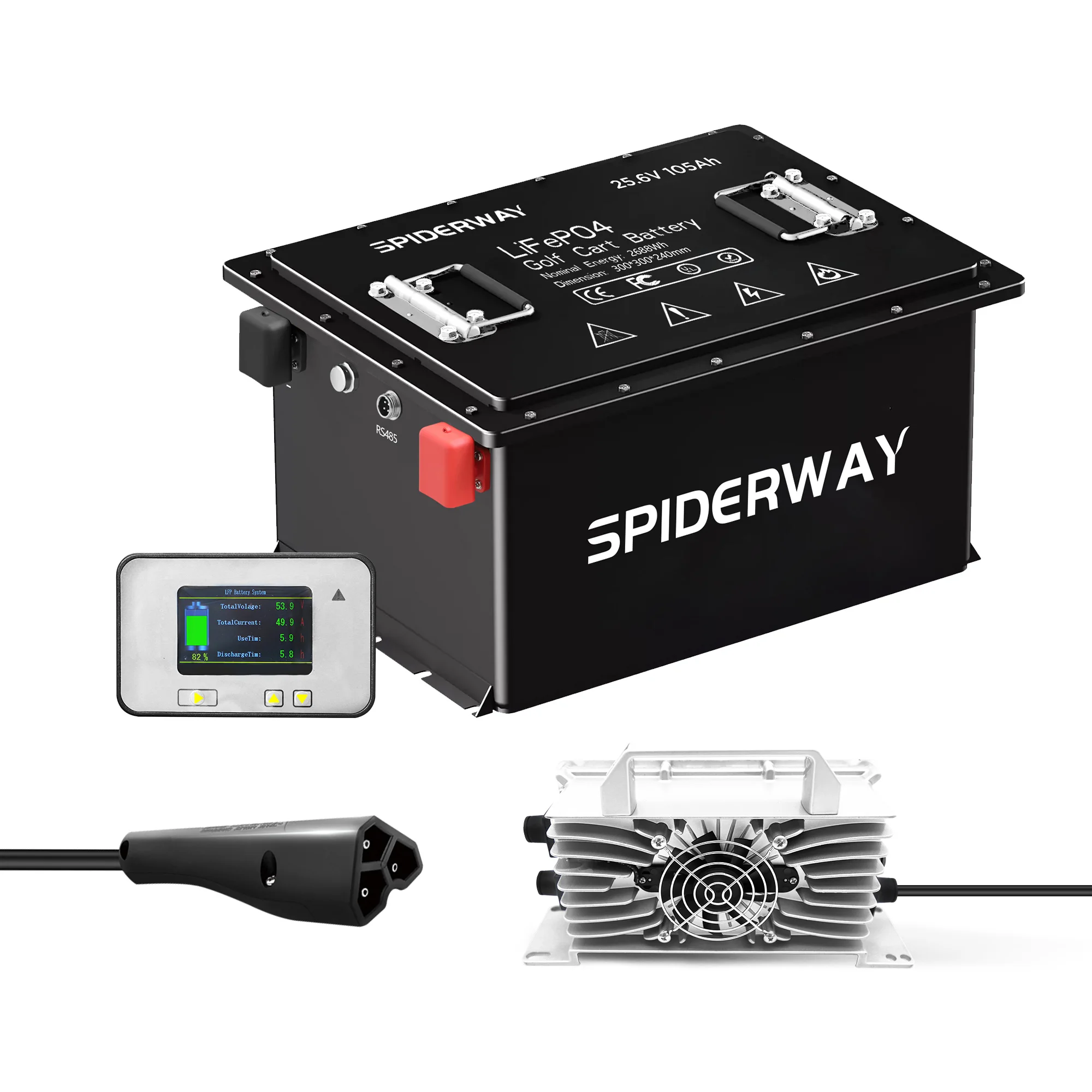48V 105Ah Golf Cart LiFePO4 Lithium Battery for Club Car Precedent Tempo Onward with Bluetooth, Charger,Eco-Friendly