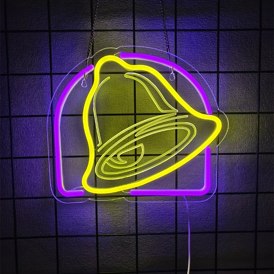 Taco Bell Neon Lamp, 3D Carved Bell Led Logo Lamp Powered By Usb, Used For Commercial Signs In Bars, Restaurants And Shops.