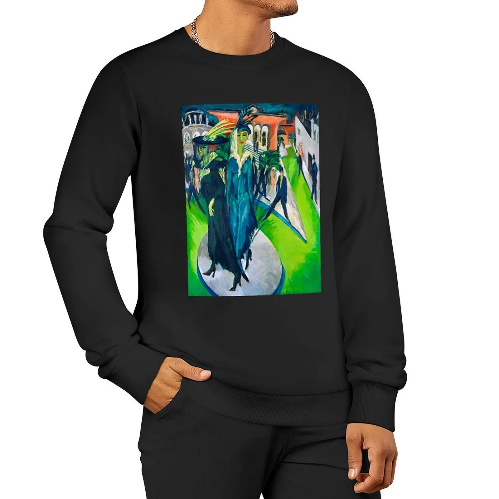 HD ERNST LUDWIG KIRCHNER - Potsdamer Platz 1914 Pullover Hoodie men's autumn clothes graphic t shirts men autumn new sweatshirt