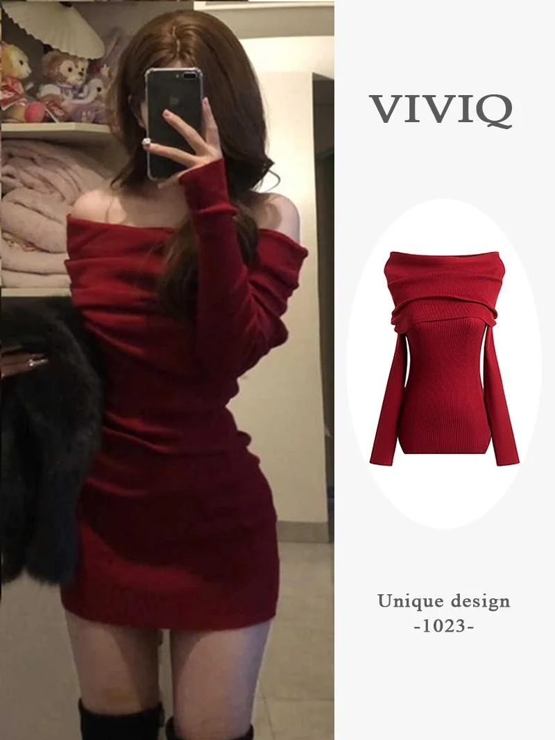 

Сексуальный комбинезон Pure Desire Wine Red Battle Robe на одно плечо, вязаная женская осенняя новая облегающая юбка для пикантных девушек