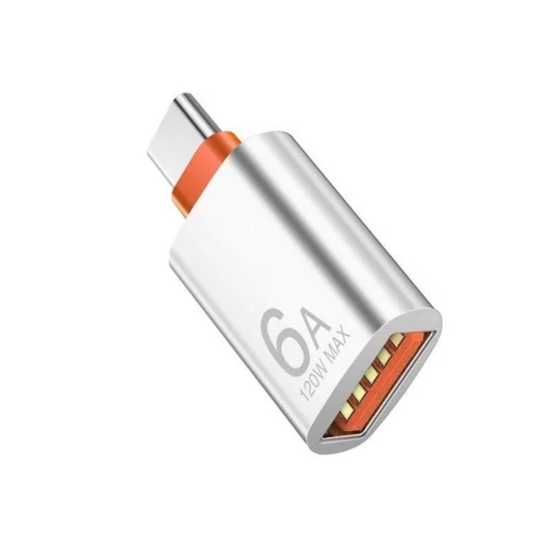 Double Function Type C Adapter USB Interfaces with & 6A Fast Charging Aluminum Charging Adapter for Phones Tablets