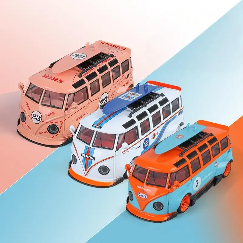 

1:24 T1 Bus Gulf Oil Martini Modified Alloy Metal Diecast Model Car Sound And Light Simulated Holiday Gifts Children Car Model