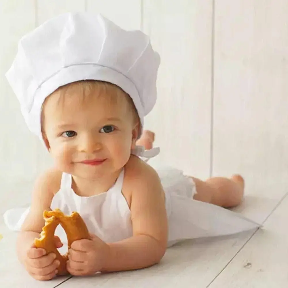 

Cotton Cute Apron Soft Hat Cooking Photo Accessories Infant Photo Clothes Newborn Photography Props Baby Costume