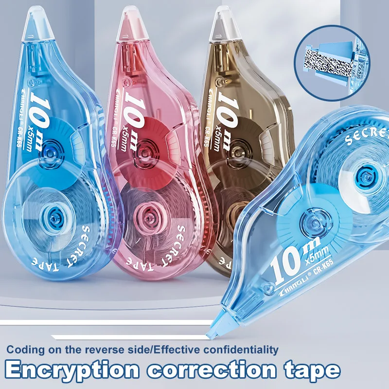 3‑Pcs 10M Random Color Privacy Encryption Correction Tape Confidential Information Cover Office Student Stationery