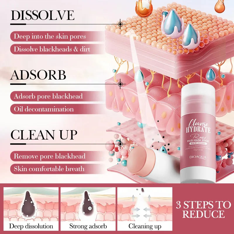 BIOAQUA Rose Turmeric Solid Face Mask Stick Mud Masks Moisturizing Whitenting Remove Blackhead Hydrating Facial Masks
