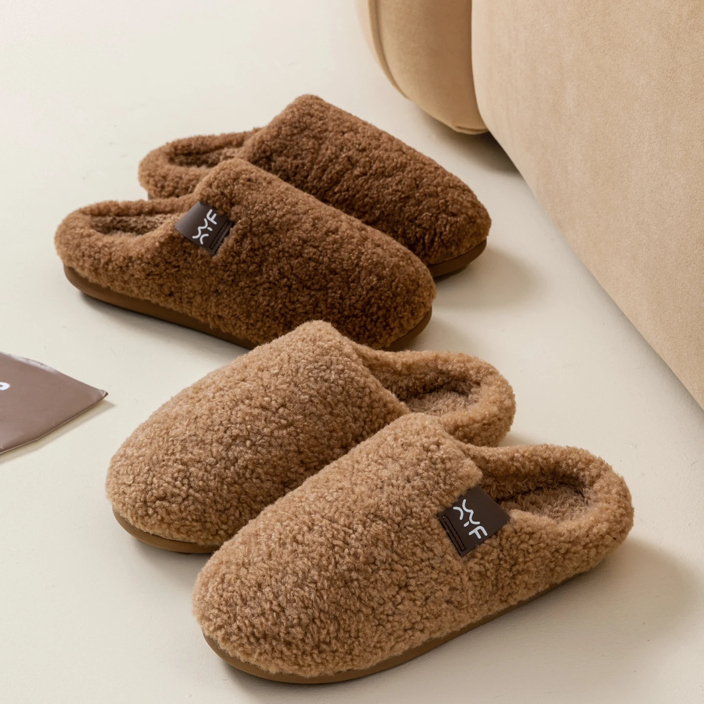 Men's Winter Slippers Indoor, Soft Sole Non-Slip House Shoes, Warm Fuzzy Moccasin Comfortable Solid Color Simple Design
