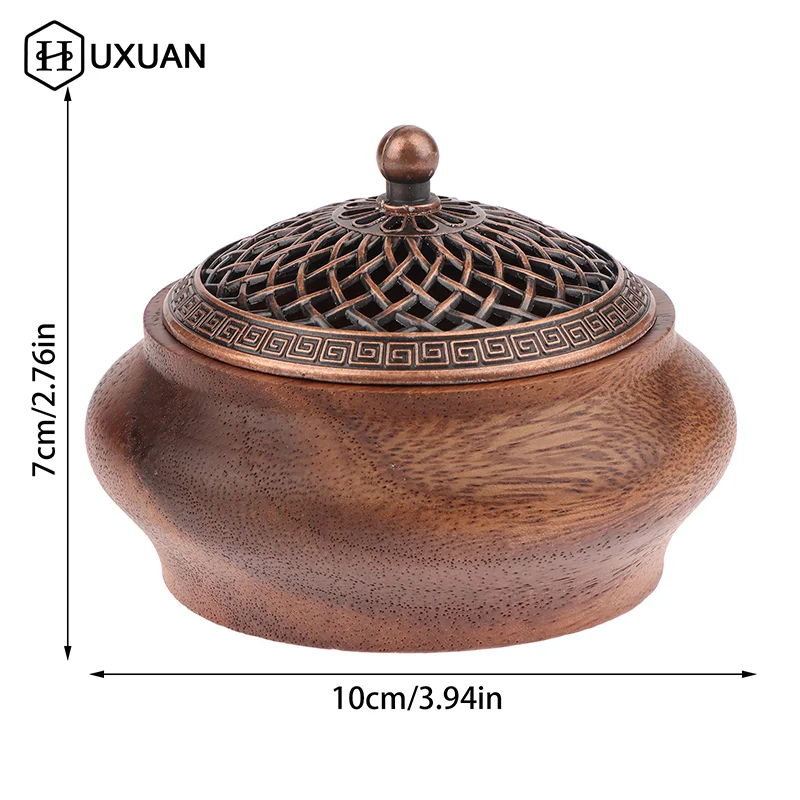 1 قطعة الجوز الرجعية خشب متين مبخرة مستديرة الراقية الغلاف الجوي المنزل داخلي مبخرة الحلي الإبداعية الصينية