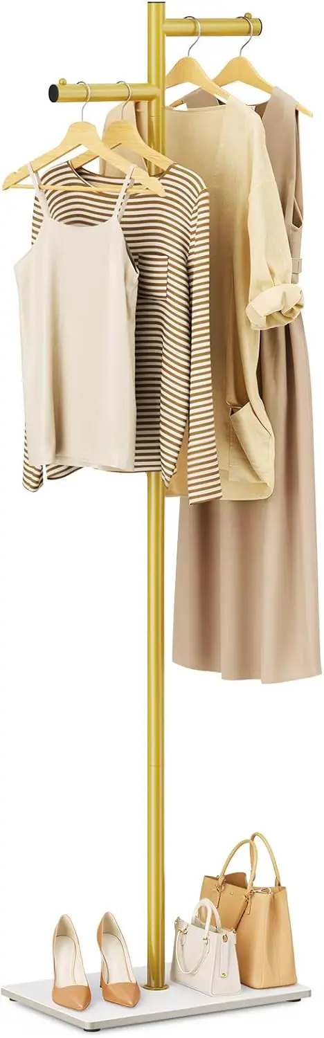 

Металлическая напольная вешалка для одежды, 68,9 дюймов (170 см) высотой, Z-образная вешалка-дерево с основанием из натурального камня, современная вешалка для пальто, шляп, сумок и шарфов