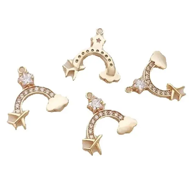 14K Gold Color Girl Props Travel Series Pendant High Heels Milk Tea Mask Pendant DIY Jewelry Charm K308