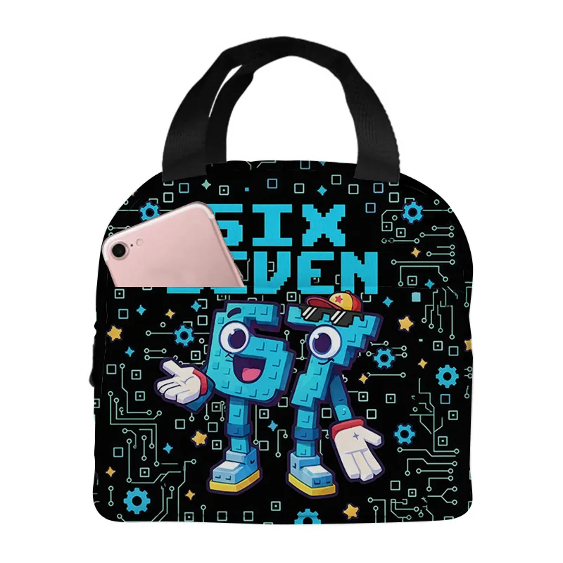 Cartoon Popular 67 six seven Student Work Lunchbox Thermal insulation Food Lunch Bag 3D Printed Portable Handbags Ice Bags