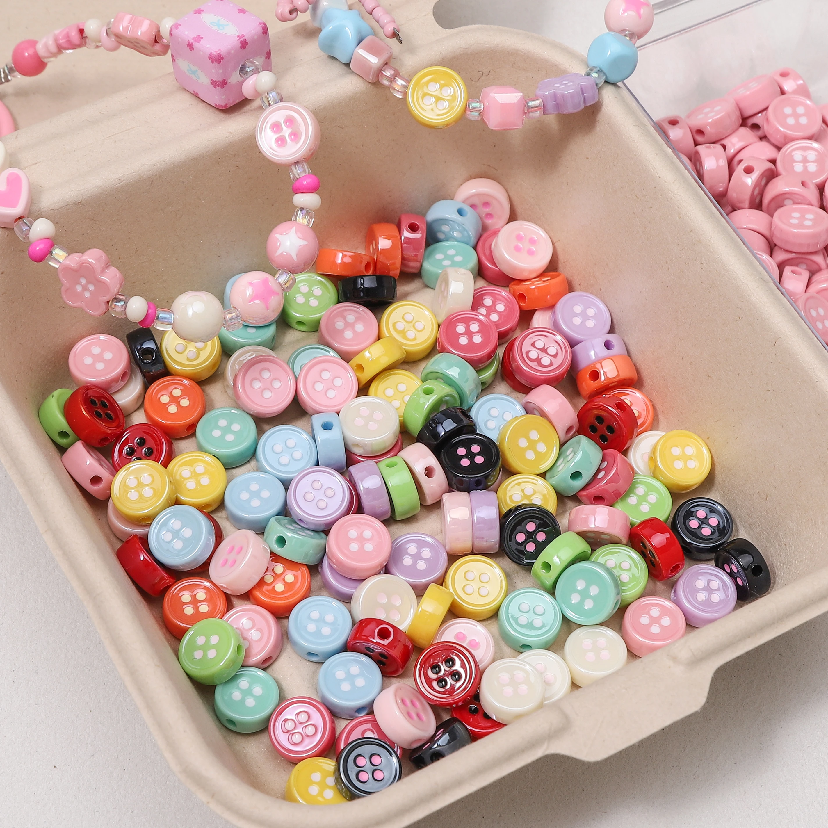 2-5pcs 12mm Acrylic Round Button Beads Multicolor DIY Craft Charms Bracelets Necklaces Bags Phone Lanyards Making Supplies