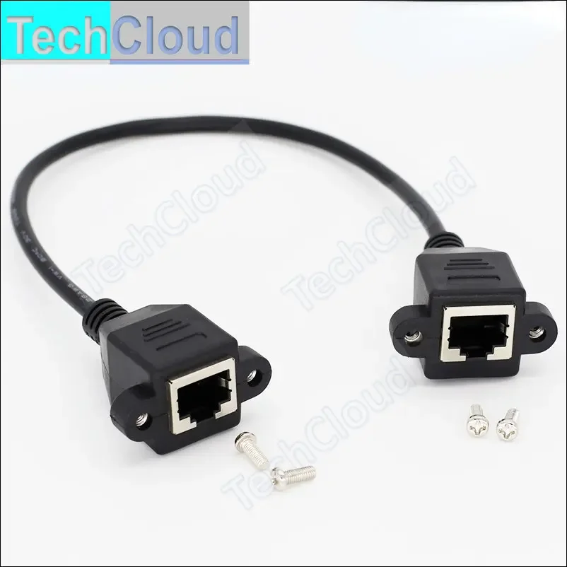 RJ45 female to female UTP extension cable with screw hole cat5 RJ45 network port Female connector can be fixed to the panel