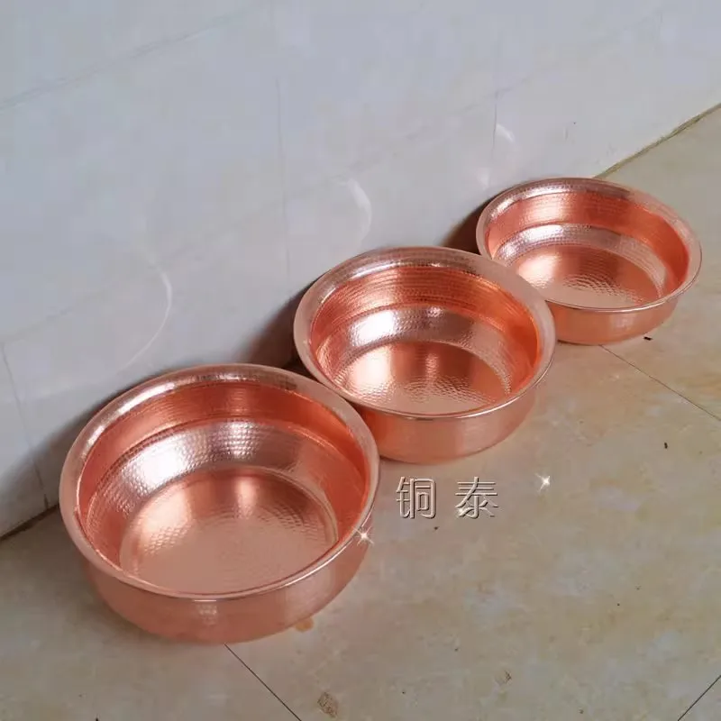 Pure Copper Brass Basin Big Belly Foot Bath Spa Handmade Thick Wedding Gift Container