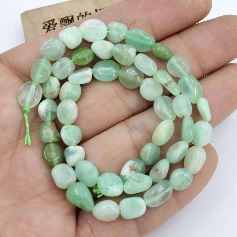 

APDGG 5 Strands 6x8mm Natural Green Chrysoprase Smooth Nugget Freeform Oval Loose Beads 15.5" Strand Jewelry Making DIY