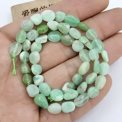 APDGG 5 Strands 6x8mm Natural Green Chrysoprase Smooth Nugget Freeform Oval Loose Beads 15.5