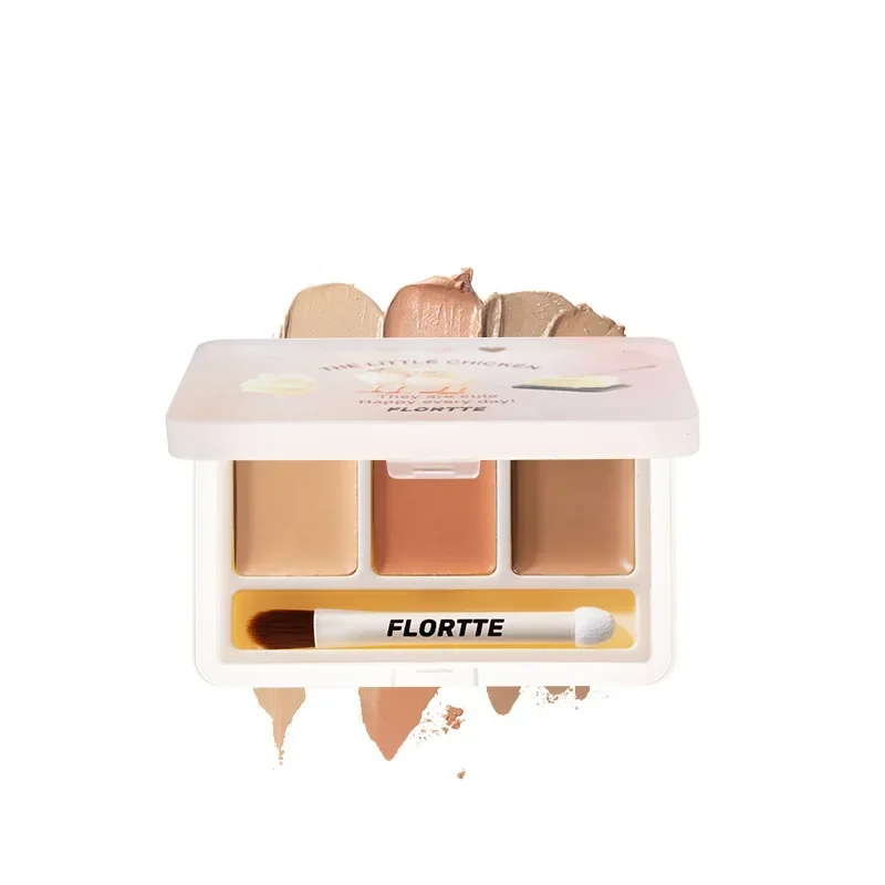 FLORTTE-paleta correctora de 3 colores, ocultar marcas de acné, ojeras, ilumina tu piel, paleta Base de contorno correcta