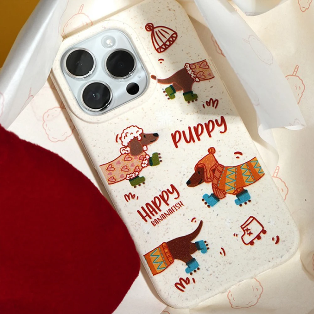 Cute Sausage Dog Skiing Out to Play Christmas Phone Case For iPhone 16 15 14 13 12 11 Pro Max XR XS Max 7 8 Plus MINI Y2K Cover