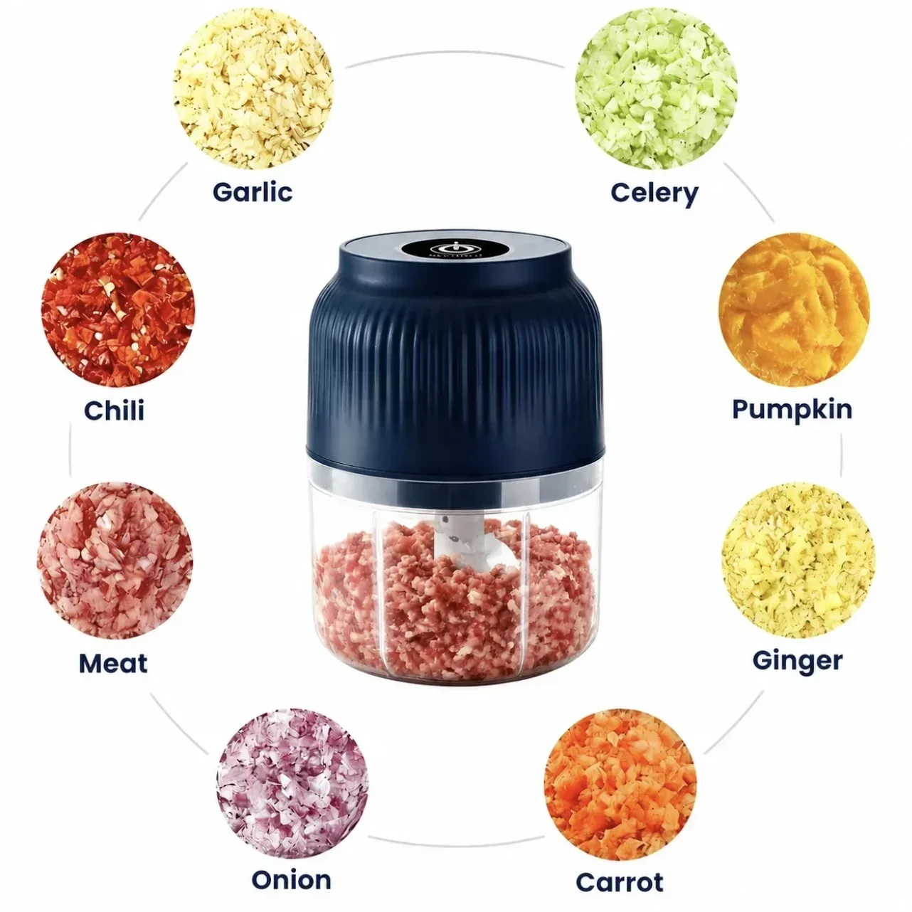 250ml Mini Wireless USB Rechargeable Electric Vegetable Chopper Garlic Crusher Food Chopper for Kitchen Gadgets for Garlic image 5