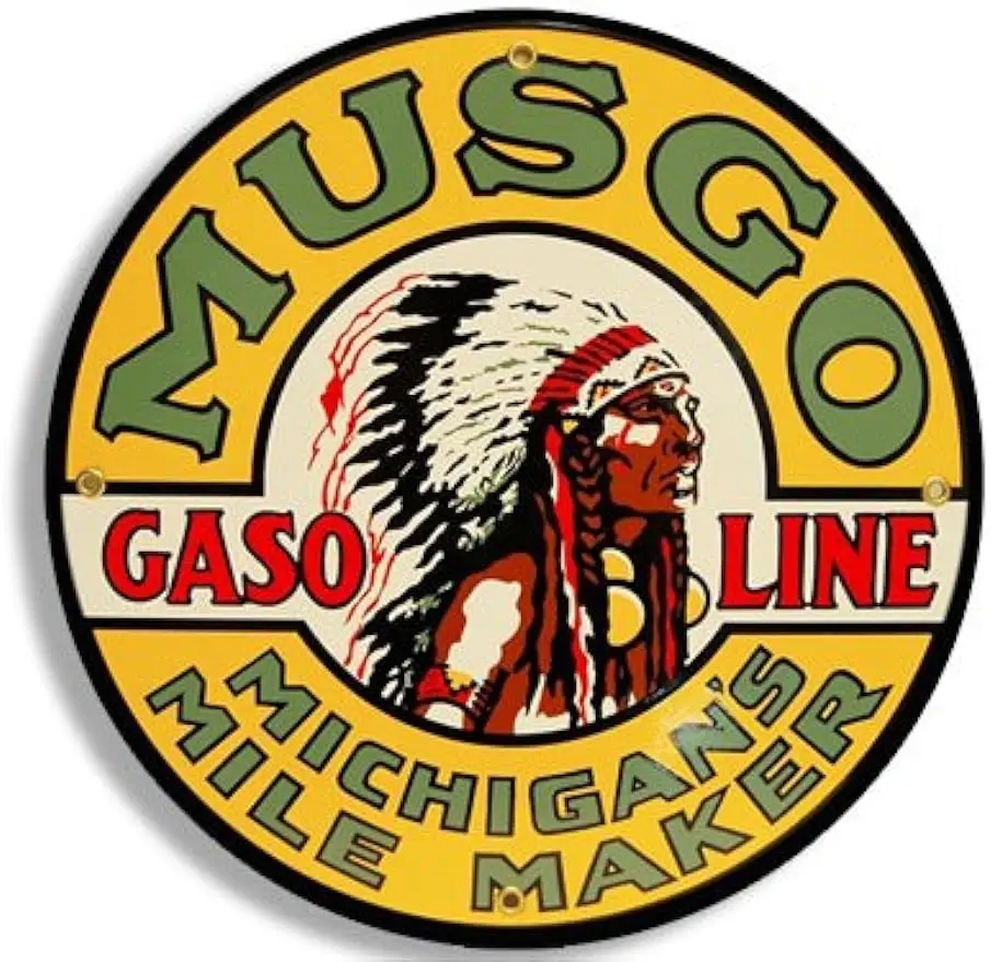 

Personality Round Vintage Musgo Gas Sticker Gasoline Logo Old Rat Rod Windows Exquisite Decals Waterproof Decoration