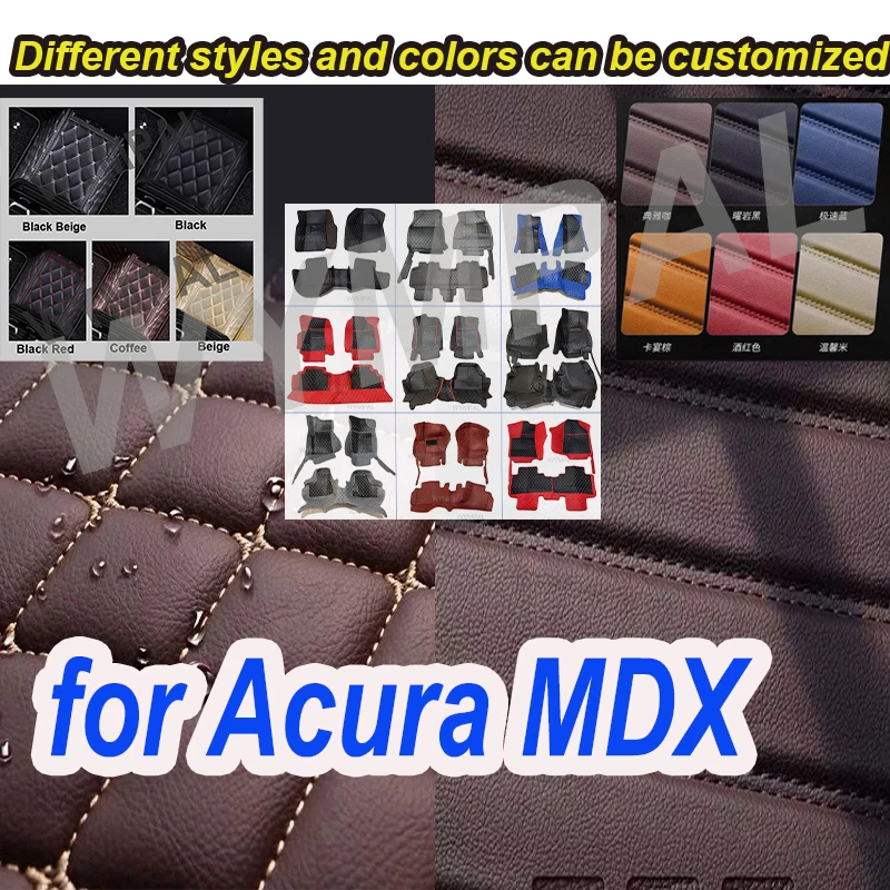 

LUXURY Car Floor Mats For Acura MDX YD8 YD9 YE1 2022 2023 2024 7seat Anti-dirty Leather Carpets Floor Mat Tapis Voiture