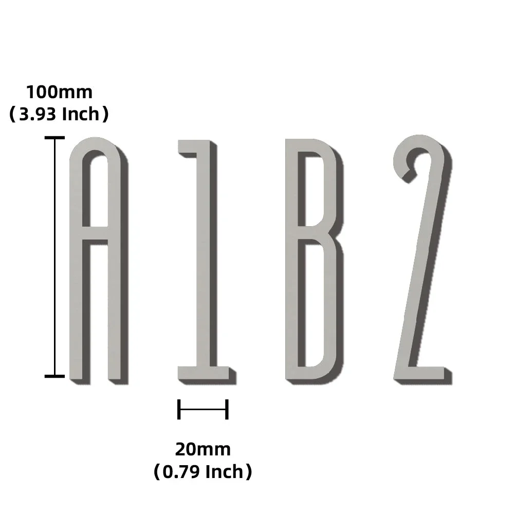 4 Inch 100mm Silver Self Adhesive Big Modern Door Number for Exterior House Apartment Plaque Mailbox Address Digits Sticker Sign